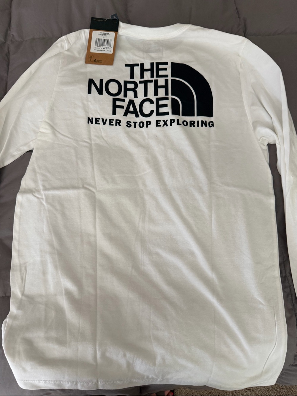 The North Face White Long Sleeve Tee with Black Logo
